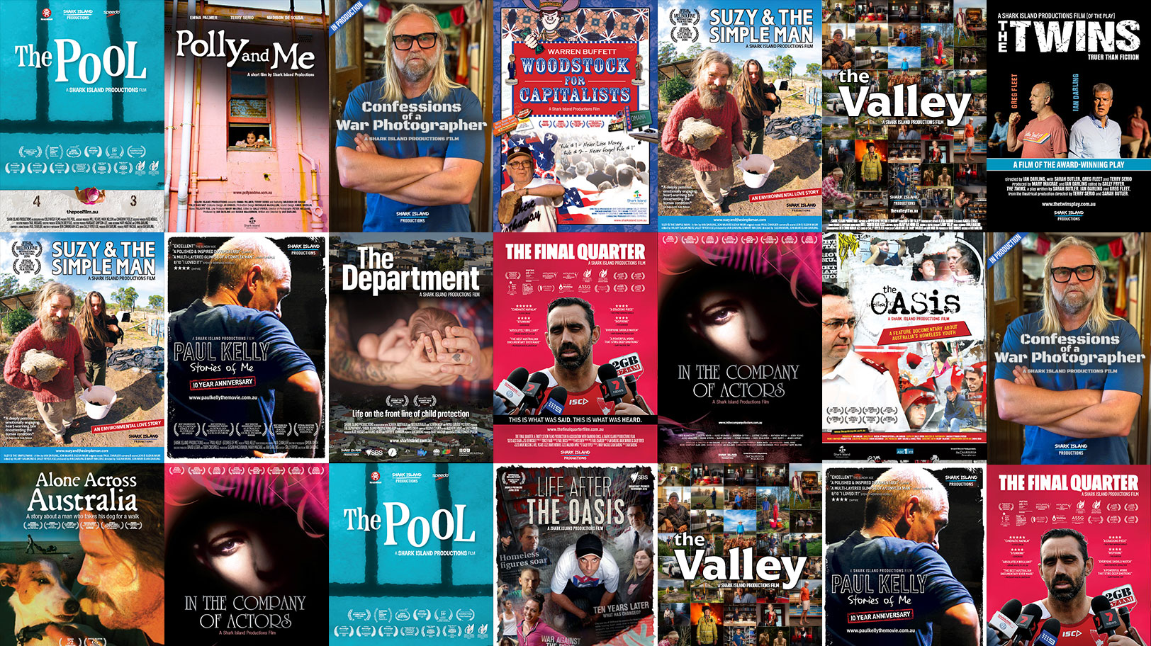 SHARK ISLAND PRODUCTIONS — Grid of film posters